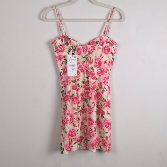Dress Zara corset style dress with pink roses  nwt - Picture 4 of 6